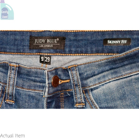 Judy Blue Green and Blue Blackwatch Plaid Distressed Skinny Jeans Size 9 👖💚💙 - Picture 4 of 4